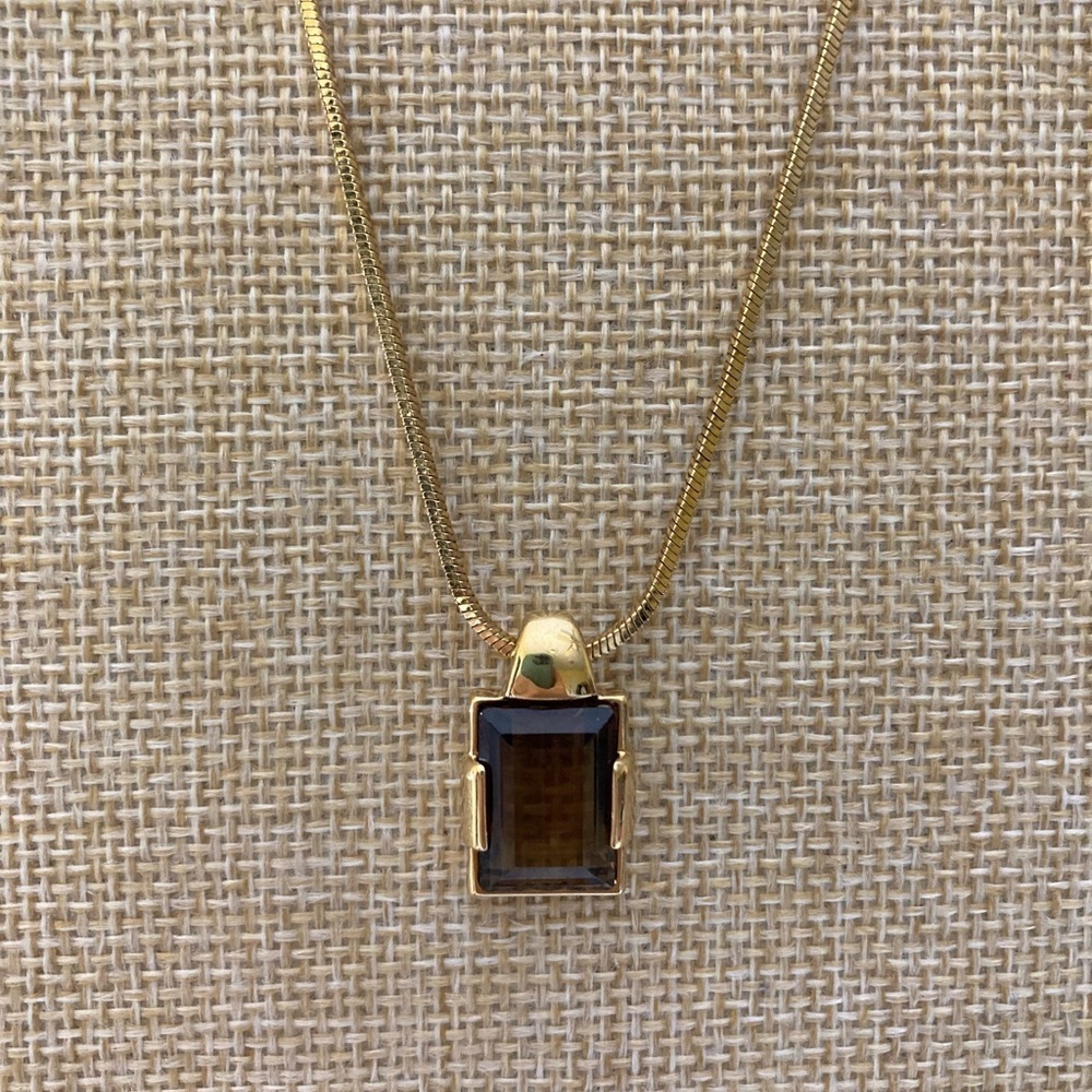 Swarovski Crystals Swan‎ Logo Pendant Necklace Smoky Brown